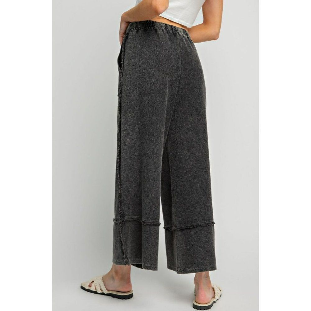 Easel Let's Chill Comfy Wide Leg Pants in Black EB40797 - Picture 5 of 5